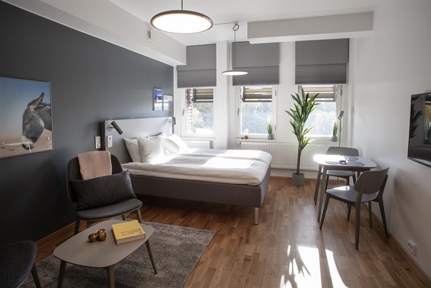 Studio C leilighet studiohotellet Kista. Bilde.