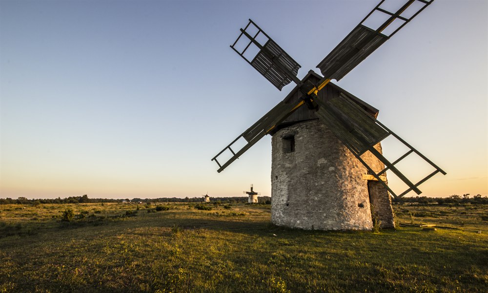 windmill in sunset