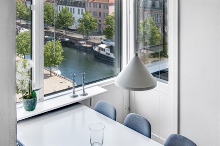 Nice pier view from hotel apartment Christianshavn. Photo.