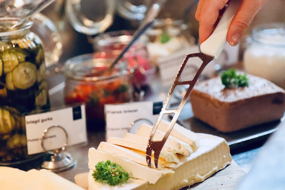 cheese on the breakfast buffet