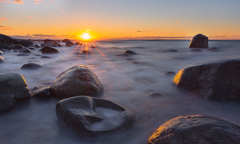 Beautiful sunset in Orrestrand beach Jæren. Photo.