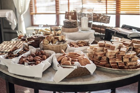 Food on a buffet.