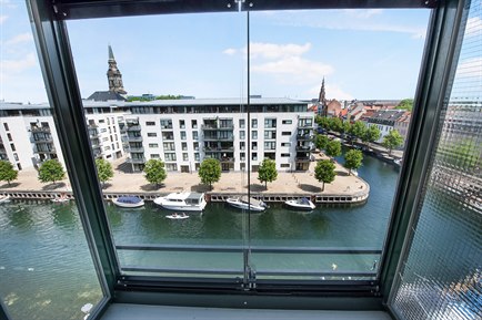 Nice pier view from hotel apartment Christianshavn. Photo.