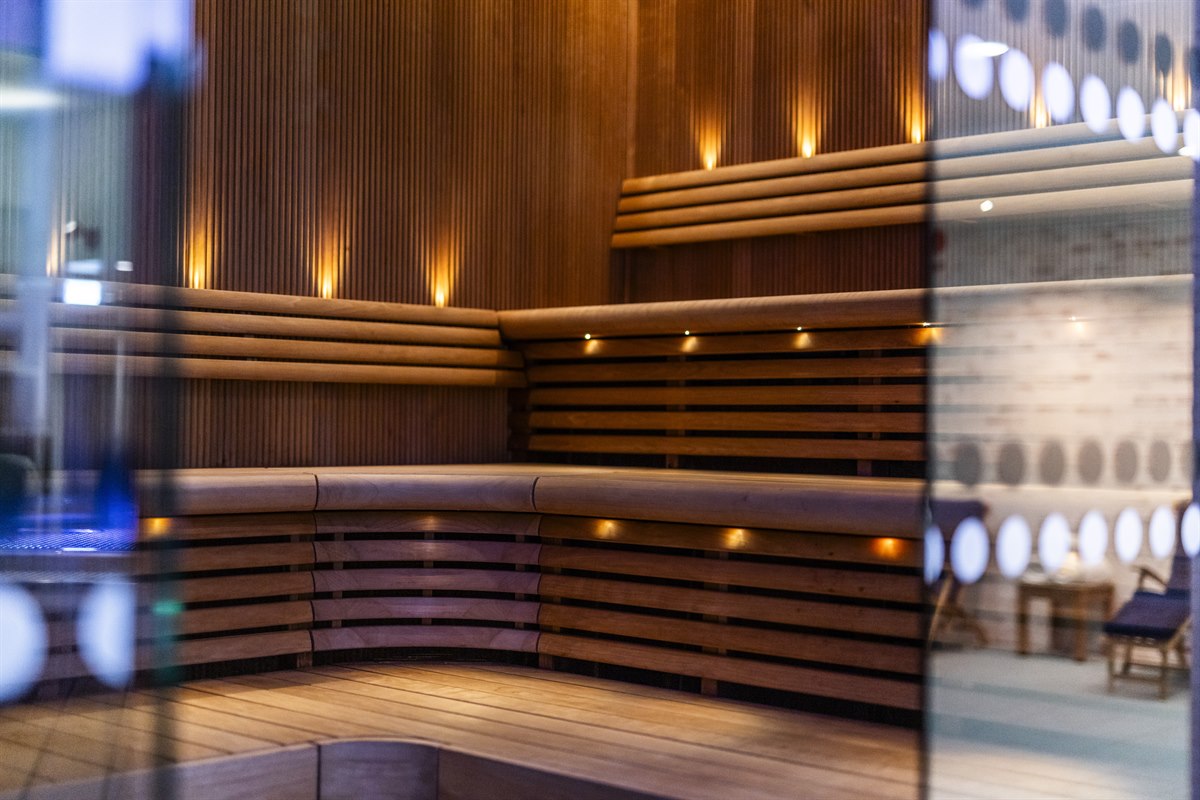 Trevlig och mysig bastu. Foto.