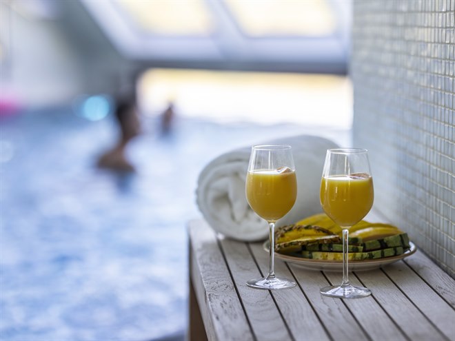 Nice swimming pool at First Hotel. Photo.