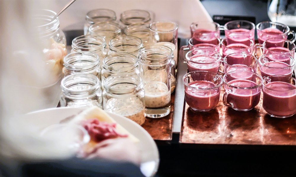 A table with smoothies.