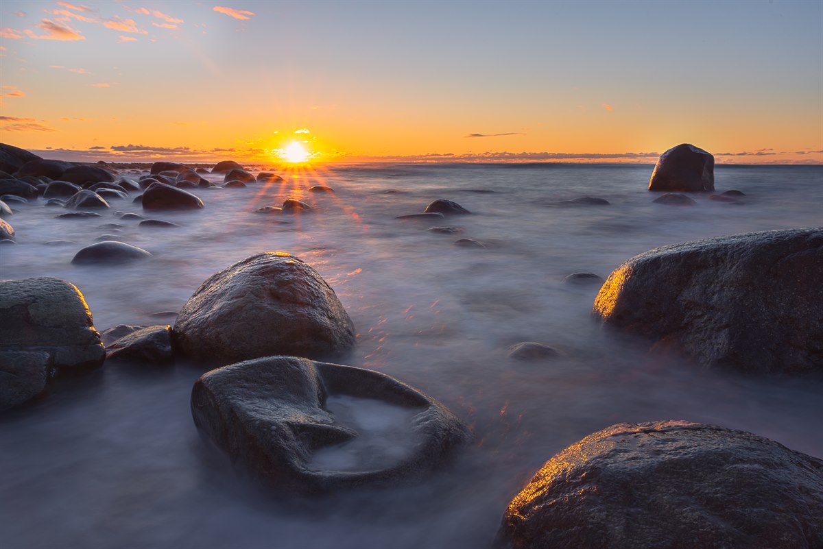 Beautiful sunset in Orrestrand beach Jæren. Photo.