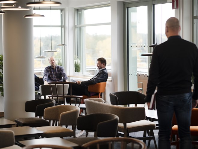 Kantine studiohotellet med fin utsikt. Bilde.