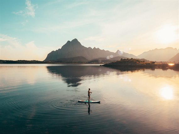 Paddle board in the sea. Photo.
