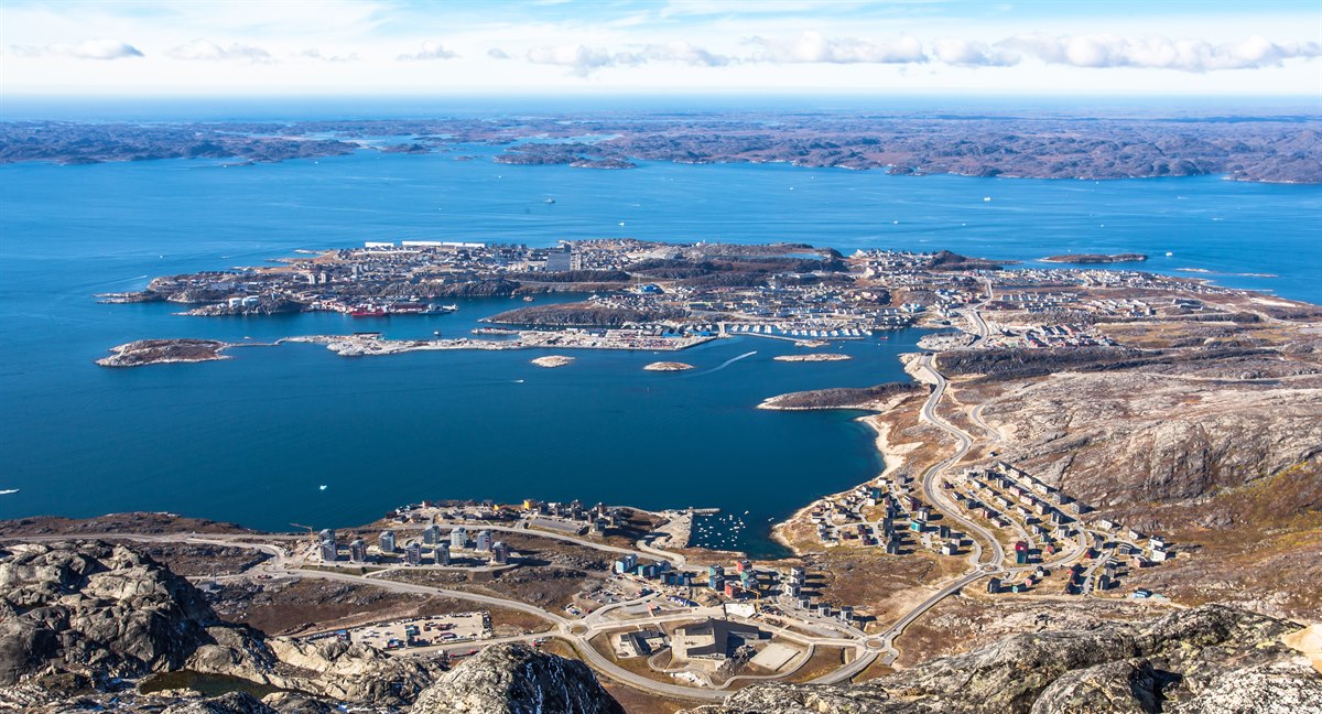 Overview Nuuk fjord city in Greenland. Photo.