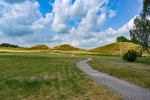 Burial mounds from the Viking Age. Picture.