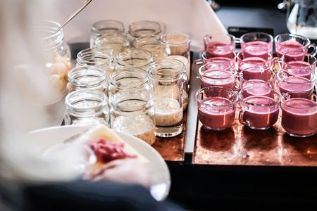 A table with smoothies.