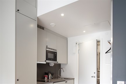 The kitchen room Studio C apartment at Kista. Photo.