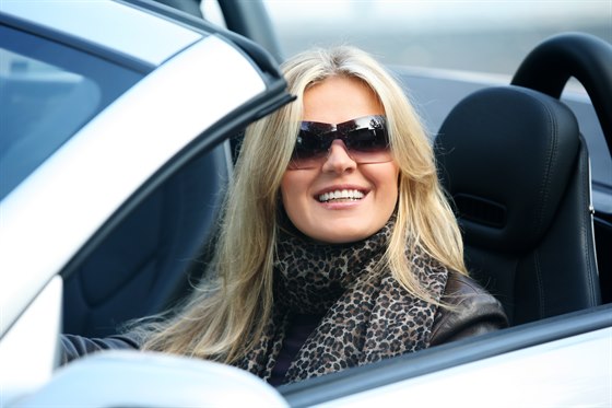 woman in car