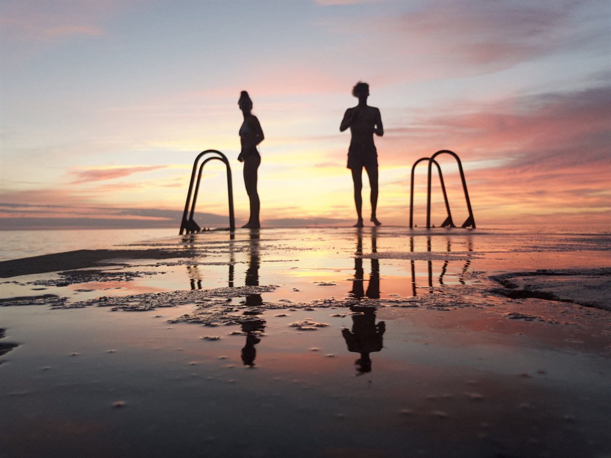 evening dip at sunset