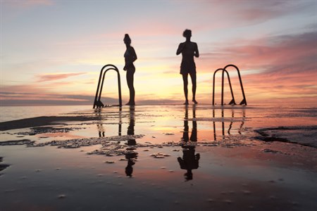 evening dip at sunset