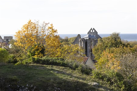 Ruins on Gotland in autumn weather.