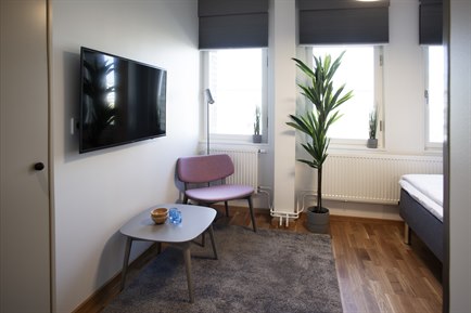 Hotel large room the studio hotel Kista. Photo.