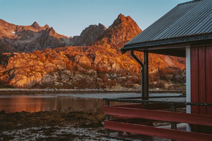 Utsikt Waterfront Cabin. Bilde.