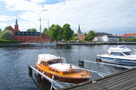 The river Nissan and Halmstad castle. Image.