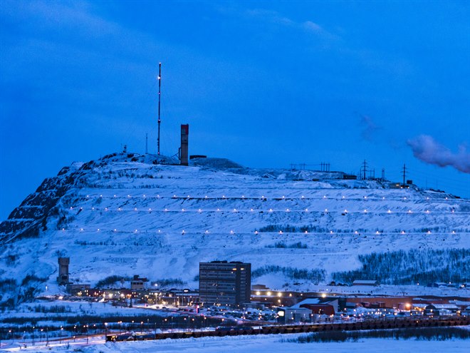 LKAB om natten i Kiruna. Bilde.