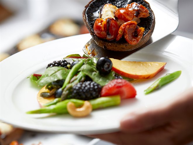 Deilig mat Kysthotellet restaurant. Bilde.